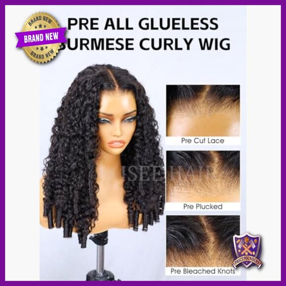 Burmese Curly Human Hair Lace Front Wig 18 Inch 180% Density Glueless main image 5